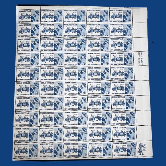 MNH 1970 Woman Suffrage Sheet of 50 6 Cent  Stamps Scott #1406 - Picture 2 of 3